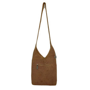 The Sak Womens Brown Knit Shoulder Crossbody Bag‎ Lined Purse Zipper Pocket